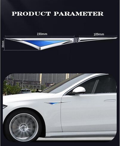 2Pcs 3D Car Side Doors Wing Emblem Badge Stickers,Self-Adhesive Zinc Alloy Auto Sport Badges Emblems Exterior Accessories for All Cars Trucks SUV Motorcycles Autobike(Size:red,Color:Silver) in Saudi Arabia