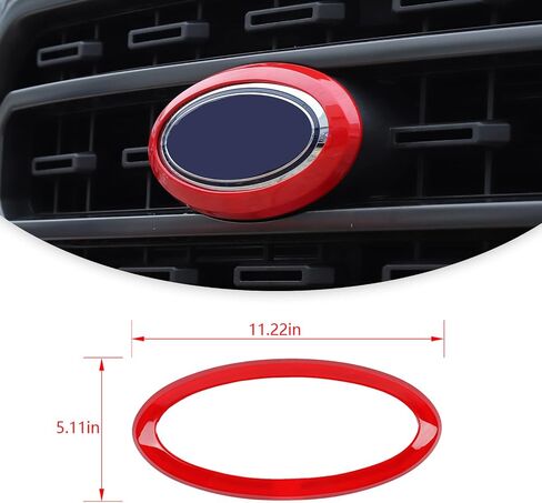 Jimen لـ 2021+ F150 بدون كاميرا عرض خلفية ، غطاء حلقة شارة الشبكة الأمامية متوافقة مع Ford F150 2021-2023 (أحمر) in Kuwait