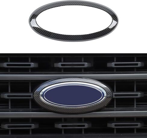 Jimen لـ 2021+ F150 بدون كاميرا عرض خلفية ، غطاء حلقة شارة الشبكة الأمامية متوافقة مع Ford F150 2021-2023 (أحمر) in Saudi Arabia