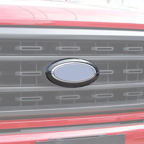 Jimen لـ 2021+ F150 بدون كاميرا عرض خلفية ، غطاء حلقة شارة الشبكة الأمامية متوافقة مع Ford F150 2021-2023 (أحمر) in Saudi Arabia