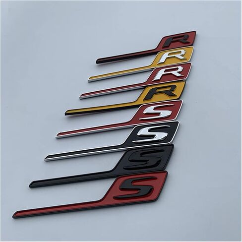Long R S Badge Letter Emblem Fit for Mercedes Benz AMG GTR GTS C63S E63S GLC63S GLE63S Car Styling Trunk Sticker Black Red Yellow (Color : R Black Yellow) in Saudi Arabia