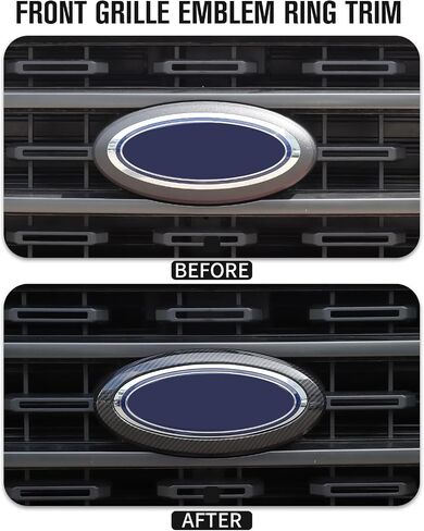 Jimen لـ 2021+ F150 بدون كاميرا عرض خلفية ، غطاء حلقة شارة الشبكة الأمامية متوافقة مع Ford F150 2021-2023 (أحمر) in Saudi Arabia