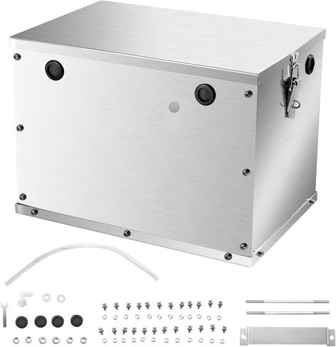 VEVOR Battery Box, Group 24-31 Trolling Motor Battery Box, Marine Batteries Case with Lock, Handles and Rubber-Grommet Cable Holes, Stainless Steel Shell, Suitable for Cars, Boats & Trolling Motors in Saudi Arabia