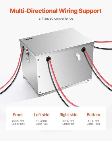 VEVOR Battery Box, Group 24-31 Trolling Motor Battery Box, Marine Batteries Case with Lock, Handles and Rubber-Grommet Cable Holes, Stainless Steel Shell, Suitable for Cars, Boats & Trolling Motors in Saudi Arabia