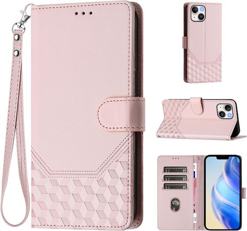 for iPhone 13 Wallet Case/iPhone 14 Wallet Case for Women, RFID Blocking Card Holder Slots, Wrist Strap, Shockproof TPU Inner, Stand PU Leather Protective Flip Cover -Purple in Saudi Arabia
