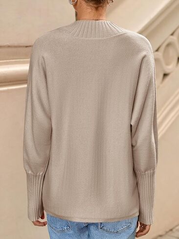 Cicy Bell Womens Mock Neck Sweaters Batwing Long Sleeve Chunky Knit Pullover Oversized Fall Casual Trendy Sweater Tops in Saudi Arabia