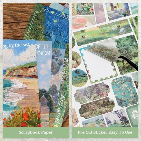 Flower Sticker Book, 40 Sheets 470pcs Floral Botanical Themed Journaling Supplies for Scrapbooking Supplies Aesthetic Junk Journal Craft DIY Craft Card Making Laptop in Kuwait