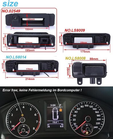 HD View View Camera مقبض مقبض السيارة مقبض Carrate Backup Camera مع Mercedes Benz W205/CLA C200L C180L C260L KLASSE C180 C200 C220 C250 C280 C300 C300D (02549 = 195 * 54MM) in Kuwait
