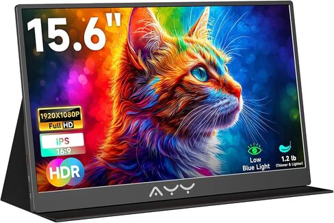 Portable Monitor for Laptop 15.6 Inch FHD 1080P IPS Gaming Travel Laptop Screen Extender, Portable Laptop Monitor USB-C/HDMI HDR Display for Laptop/PC/Mac/Phone/PS5/Xbox/Switch, Built-in Speakers in Kuwait