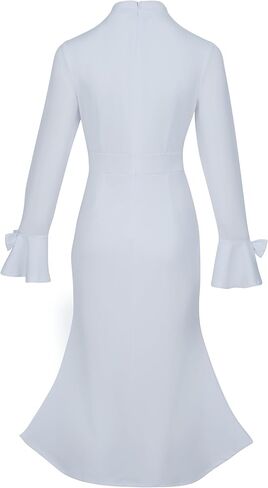 Trumpet Long Sleeve Mesh Church Dress Clergy Tab Insert Collar Priestess Dress in Saudi Arabia