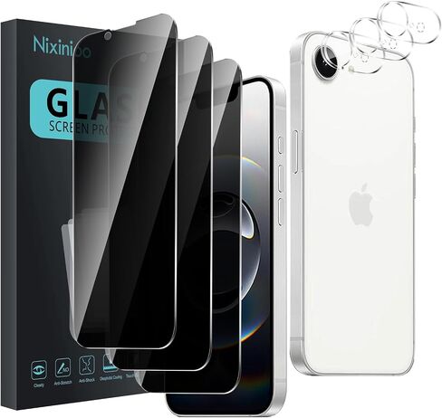 3 Pack Privacy Screen Protector for iPhone 16e/iPhone 17e [6.1 inch] With 3 Pack Camera Lens Protector, Anti Spy Tempered Glass Film, 9H Hardness, Black Protector, Anti-Scratch, Bubble Free in Saudi Arabia