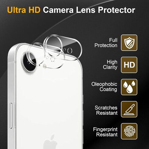 3 Pack Privacy Screen Protector for iPhone 16e/iPhone 17e [6.1 inch] With 3 Pack Camera Lens Protector, Anti Spy Tempered Glass Film, 9H Hardness, Black Protector, Anti-Scratch, Bubble Free in Saudi Arabia