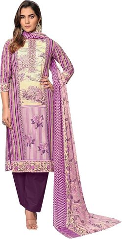 ladyline Womens Casual Cool Cotton Salwar Kameez Ethnic Printed Palazzo Pants Indian Pakistani Dress in Saudi Arabia