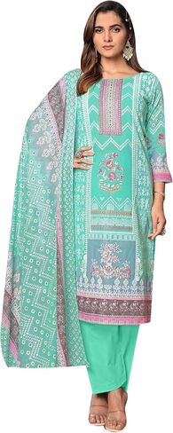ladyline Womens Casual Cool Cotton Salwar Kameez Ethnic Printed Palazzo Pants Indian Pakistani Dress in Saudi Arabia