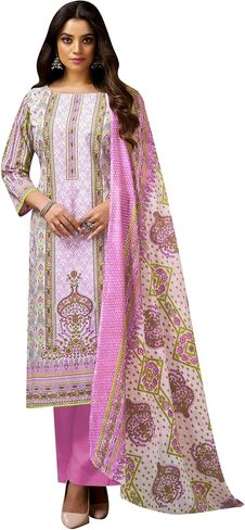 ladyline Womens Casual Cool Cotton Salwar Kameez Ethnic Printed Palazzo Pants Indian Pakistani Dress in Saudi Arabia