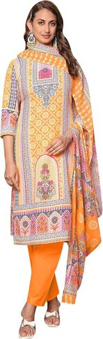 ladyline Womens Casual Cool Cotton Salwar Kameez Ethnic Printed Palazzo Pants Indian Pakistani Dress in Saudi Arabia