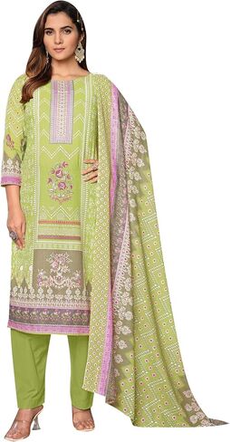 ladyline Womens Casual Cool Cotton Salwar Kameez Ethnic Printed Palazzo Pants Indian Pakistani Dress in Saudi Arabia