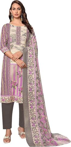 ladyline Womens Casual Cool Cotton Salwar Kameez Ethnic Printed Palazzo Pants Indian Pakistani Dress in Saudi Arabia