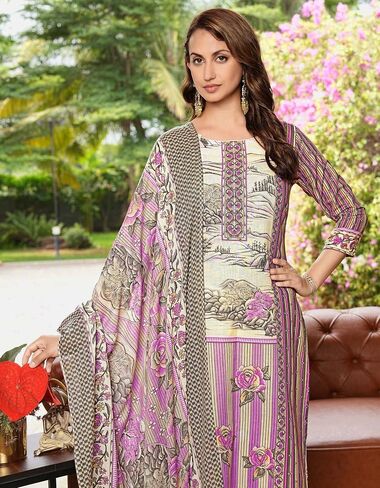 ladyline Womens Casual Cool Cotton Salwar Kameez Ethnic Printed Palazzo Pants Indian Pakistani Dress in Saudi Arabia