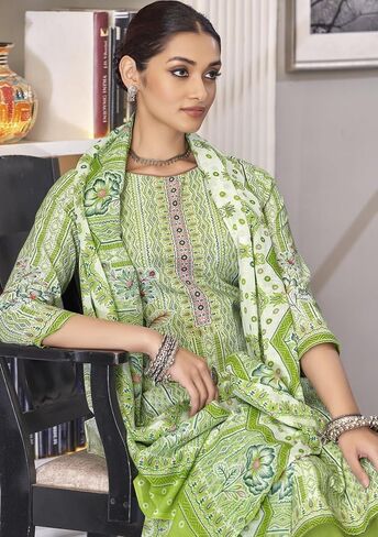 ladyline Womens Casual Cool Cotton Salwar Kameez Ethnic Printed Palazzo Pants Indian Pakistani Dress in Saudi Arabia