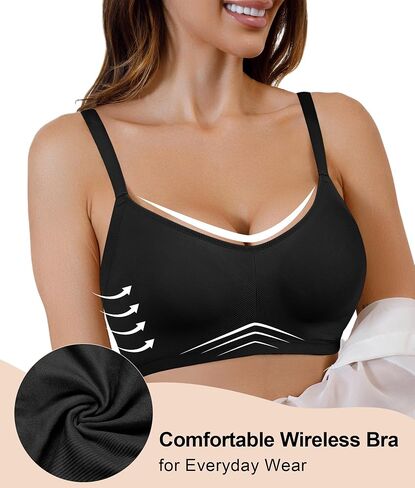 SHAPERX Women's Wireless Seamless Bra No Dig Comfort Lightly Lined Full Coverage Bralette for Daily Wear in Kuwait