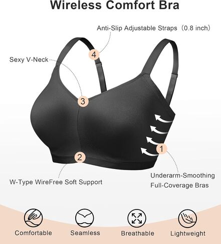 SHAPERX Women's Wireless Seamless Bra No Dig Comfort Lightly Lined Full Coverage Bralette for Daily Wear in Kuwait