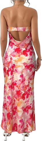 Floerns Women's Floral Cut Out Backless Strapless Tube Dress Summer Vacation Maxi Dresses in Saudi Arabia