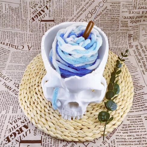 Skull Yarn Bowl Holder Storage for Crocheting Crochet Knitting Accessories,Unique Skull Yarn Bowl Holder (Bone color) in Saudi Arabia