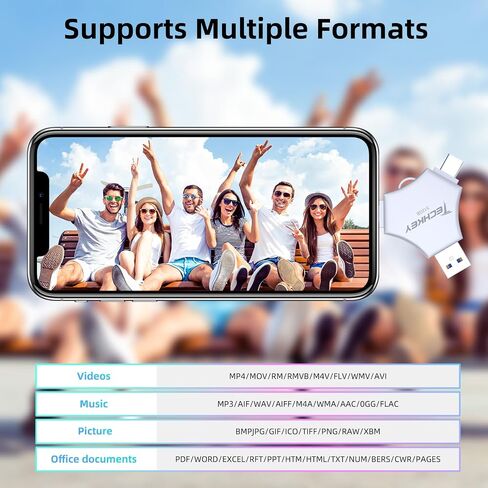 USB 3.0 Flash Drive 64gb for iPhone, 3in1 External Memory Picture Keeper Storage Stick for Photo/Video/Data Saver/Backup, V8.18High Speed Thumb Drives for iPhone/iPad/Android/PC - Stone-Gray in Saudi Arabia