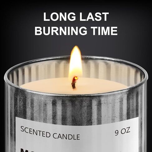 Scented Candle for Men - Man Cave Gifts Coffee Leather Woody Scent | 50Hr Burn Soy Wax Candle in Metal Tin (9oz) - Masculine Home Decor, Birthday Gift for Him in Kuwait