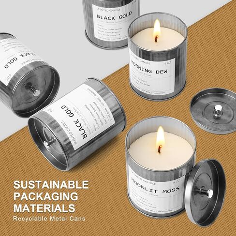 Scented Candle for Men - Man Cave Gifts Coffee Leather Woody Scent | 50Hr Burn Soy Wax Candle in Metal Tin (9oz) - Masculine Home Decor, Birthday Gift for Him in Kuwait