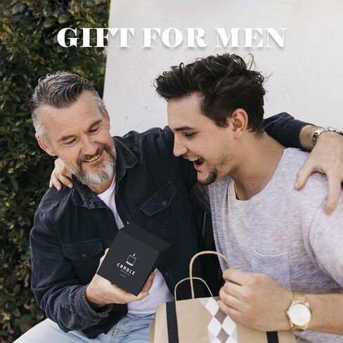 Scented Candle for Men - Man Cave Gifts Coffee Leather Woody Scent | 50Hr Burn Soy Wax Candle in Metal Tin (9oz) - Masculine Home Decor, Birthday Gift for Him in Kuwait