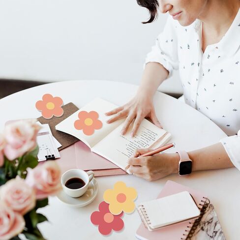 Whaline 36pcs Pastel Flower Notes Sticky Notes ملون ملون من اللمسات الالتصاق الملاهي القابلة للإزالة للتذكير قرطاسية الدراسة لوازم المنازل المكتبية المدرسية in Kuwait