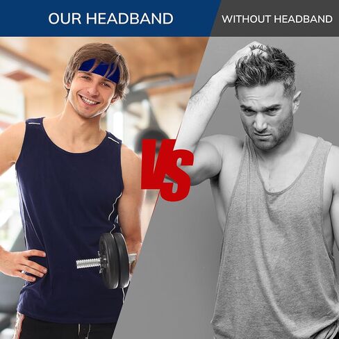 6 Pack Sweatbands for Women Men, Premium Cotton Terry Headbands - Moisture Wicking, Non-Slip Sports Headband for Running, Yoga, Gym, Tennis, Basketball, Workout in Saudi Arabia