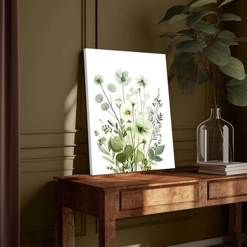 Boho Floral Canvas Wall Art Set of 3, Sage Green Wildflower Botanical Wall Decor Painting, Minimalist Watercolor Flowers Posters Prints for Bedroom Bathroom Living Room 12x16 In Framed in Saudi Arabia