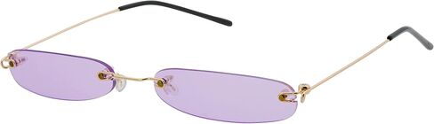 Retro Narrow Small Sunglasses Clear Colored Lens Fashion Rimless Rectangle Sunglasses in Saudi Arabia