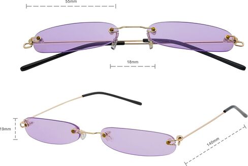 Retro Narrow Small Sunglasses Clear Colored Lens Fashion Rimless Rectangle Sunglasses in Saudi Arabia