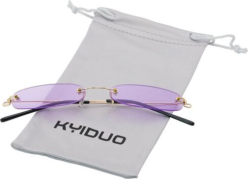 Retro Narrow Small Sunglasses Clear Colored Lens Fashion Rimless Rectangle Sunglasses in Saudi Arabia