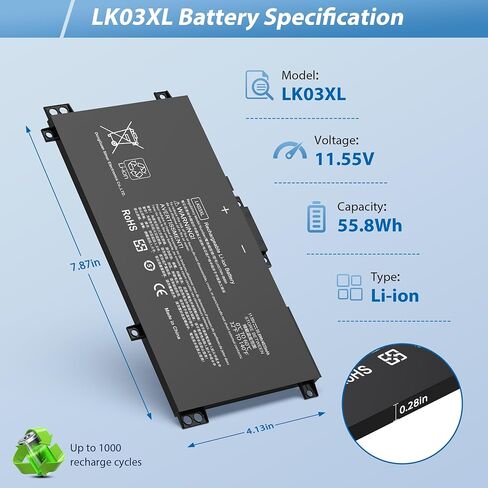 55.67WH MB04XL Battery for HP Envy X360 M6-AQ000 M6-AQ003DX M6-AR004DX M6-AQ005DX M6-AQ103DX M6-AR004DX 15-AQ 15-AQ005NA 15-AQ273CL 15-AQ015NR 15-AQ118CA 15T-AQ100 15T-AQ200 843538-541 844204-850 in Saudi Arabia