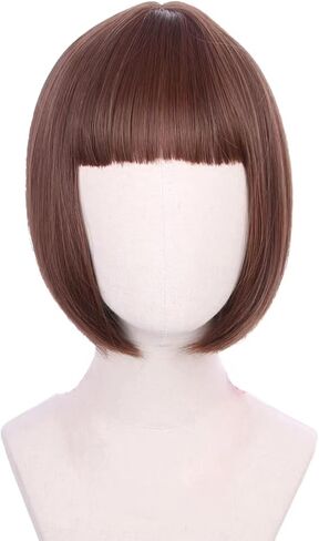 Kids Brown Bob Wig Girls Short Brown Wig with Bangs Child Dark Brown Halloween Cosplay Wigs for Kids in Kuwait
