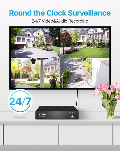 Zosi 32Ch 4K Poe Security Camera System ، 12pcs 8mp في الهواء الطلق كاميرات بو في الهواء الطلق ، الكشف عن مركبات الشخص ، صوتي ثنائي الاتجاه ، رؤية ليلية ملونة ، 16 PORT 32 قناة 8MP/4K NVR مع 4TB HDD لمدة 24/7 التسجيل in Kuwait