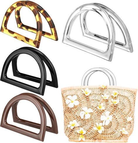 Cinnvoice 8 Pack Bag Handle Round Purse Handles Decorative Replacement Purse Strap for Crochet Bags(Round Shape,4.5 Inch) in Kuwait