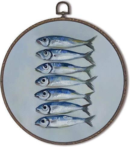 Xnxldylh Oyster Beach Coastal Round Framed Wall Art Decor ، Blue Coastal Farmhouse Batch Room Decoring Decorations ، Peachy Beach Ocean Canvas Prints Wall Art Photos ، in Kuwait