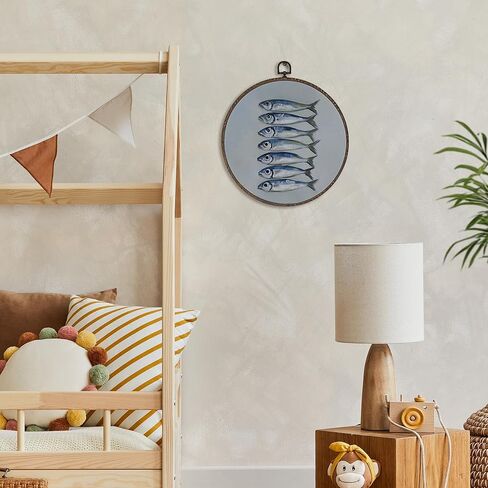 Xnxldylh Oyster Beach Coastal Round Framed Wall Art Decor ، Blue Coastal Farmhouse Batch Room Decoring Decorations ، Peachy Beach Ocean Canvas Prints Wall Art Photos ، in Kuwait
