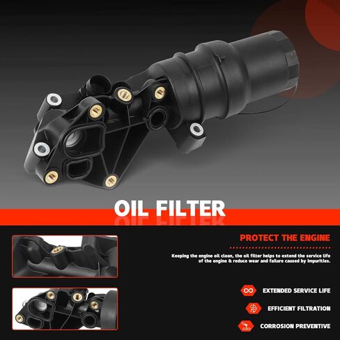 Engine Oil Filter Housing Assembly Adapter Kit with Oil Filter Gasket Sensor Adapter Compatible with 2005-2014 Volkswagen Beetle Golf Jetta Rabbit Passat Audi TTRS 2.5L,07K115397D in Saudi Arabia
