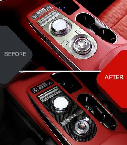 Cnaurda ألياف الكربون نمط ABS Car Care Cover Cover Cover لوحة وحدة التحكم ملصق واقية متوافق مع Genesis GV70 2022 2023 الملحقات in Kuwait