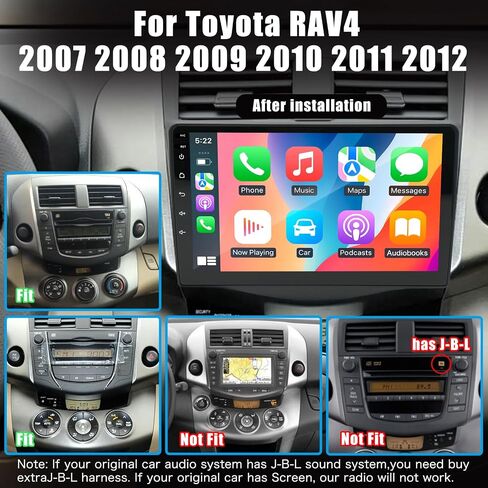 Android 13 Car Radio for Toyota RAV4 2007-2012 with Wireless CarPlay/Android Auto, 9'' IPS HD Touch Screen 2+32G Radio with WiFi/SWC/GPS Navigation/Bluetooth/Mirror Link/FM/RDS/USB/Backup Camera/Mic in Saudi Arabia