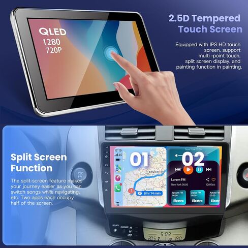 Android 13 Car Radio for Toyota RAV4 2007-2012 with Wireless CarPlay/Android Auto, 9'' IPS HD Touch Screen 2+32G Radio with WiFi/SWC/GPS Navigation/Bluetooth/Mirror Link/FM/RDS/USB/Backup Camera/Mic in Saudi Arabia