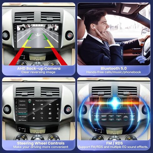 Android 13 Car Radio for Toyota RAV4 2007-2012 with Wireless CarPlay/Android Auto, 9'' IPS HD Touch Screen 2+32G Radio with WiFi/SWC/GPS Navigation/Bluetooth/Mirror Link/FM/RDS/USB/Backup Camera/Mic in Saudi Arabia