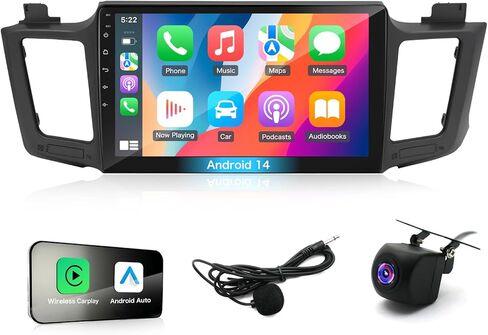 Android 13 Car Radio for Toyota RAV4 2007-2012 with Wireless CarPlay/Android Auto, 9'' IPS HD Touch Screen 2+32G Radio with WiFi/SWC/GPS Navigation/Bluetooth/Mirror Link/FM/RDS/USB/Backup Camera/Mic in Saudi Arabia